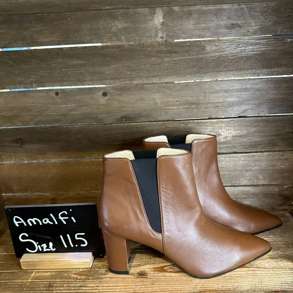 Womens Amalfi By Rangoni Isole Brown Leather Chelsea Ankle Boots Size 11.5 M